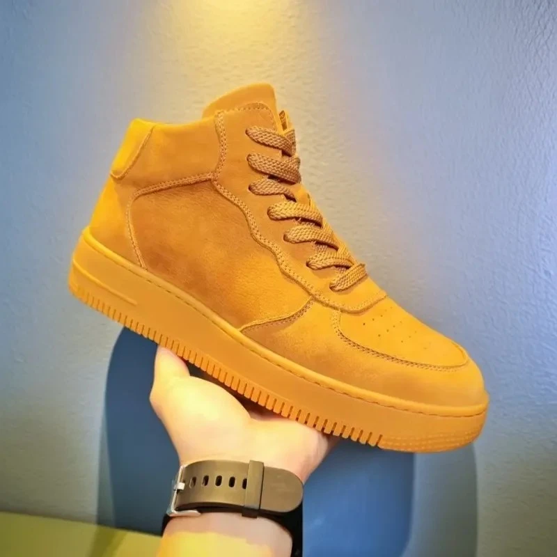 (高帮）男士运动秋季百搭工装鞋新款真皮休闲板鞋透气潮流四季男鞋