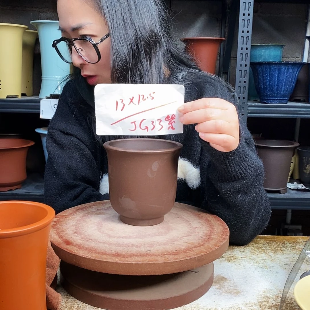 紫砂一只花盆货号JG33