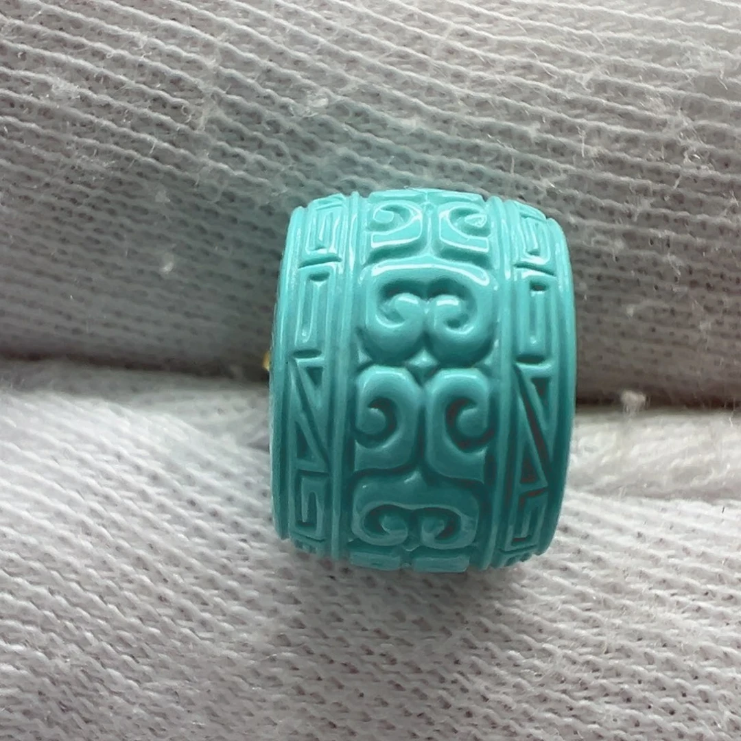 绿松石未镶嵌回纹珠10.4