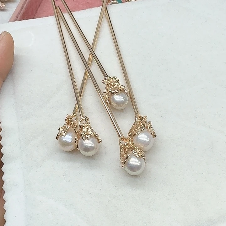 淡水珍珠发饰银S925镶嵌