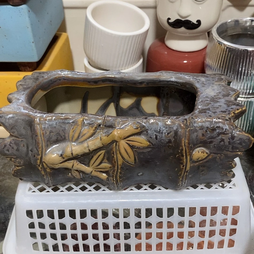 摆件陶盆有孔 瑕疵介意勿拍