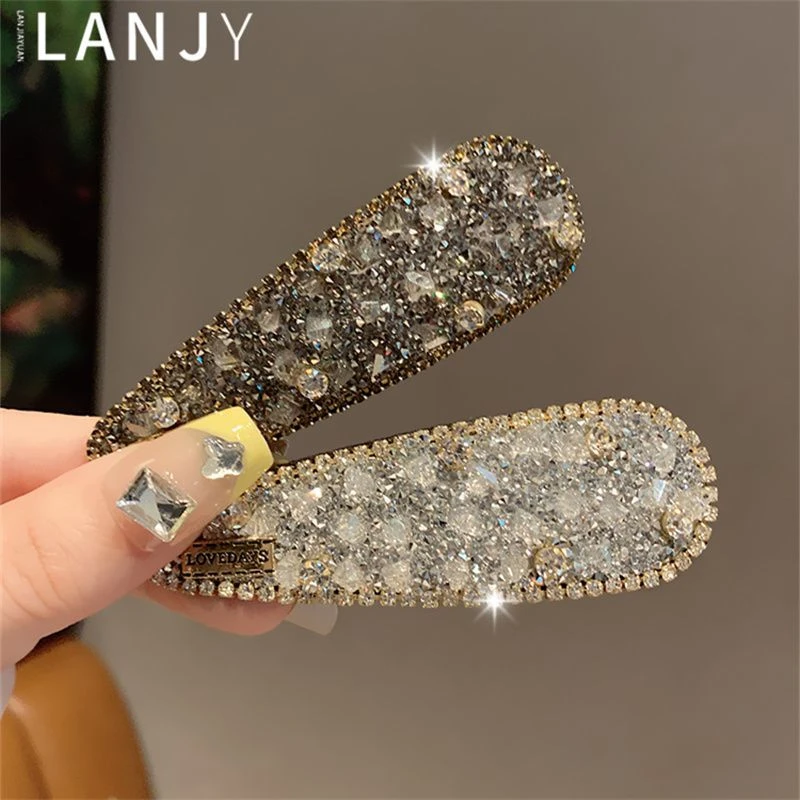 韩国东大门高级感优雅法式水晶鸭嘴夹轻奢简约气质侧边夹刘海夹女