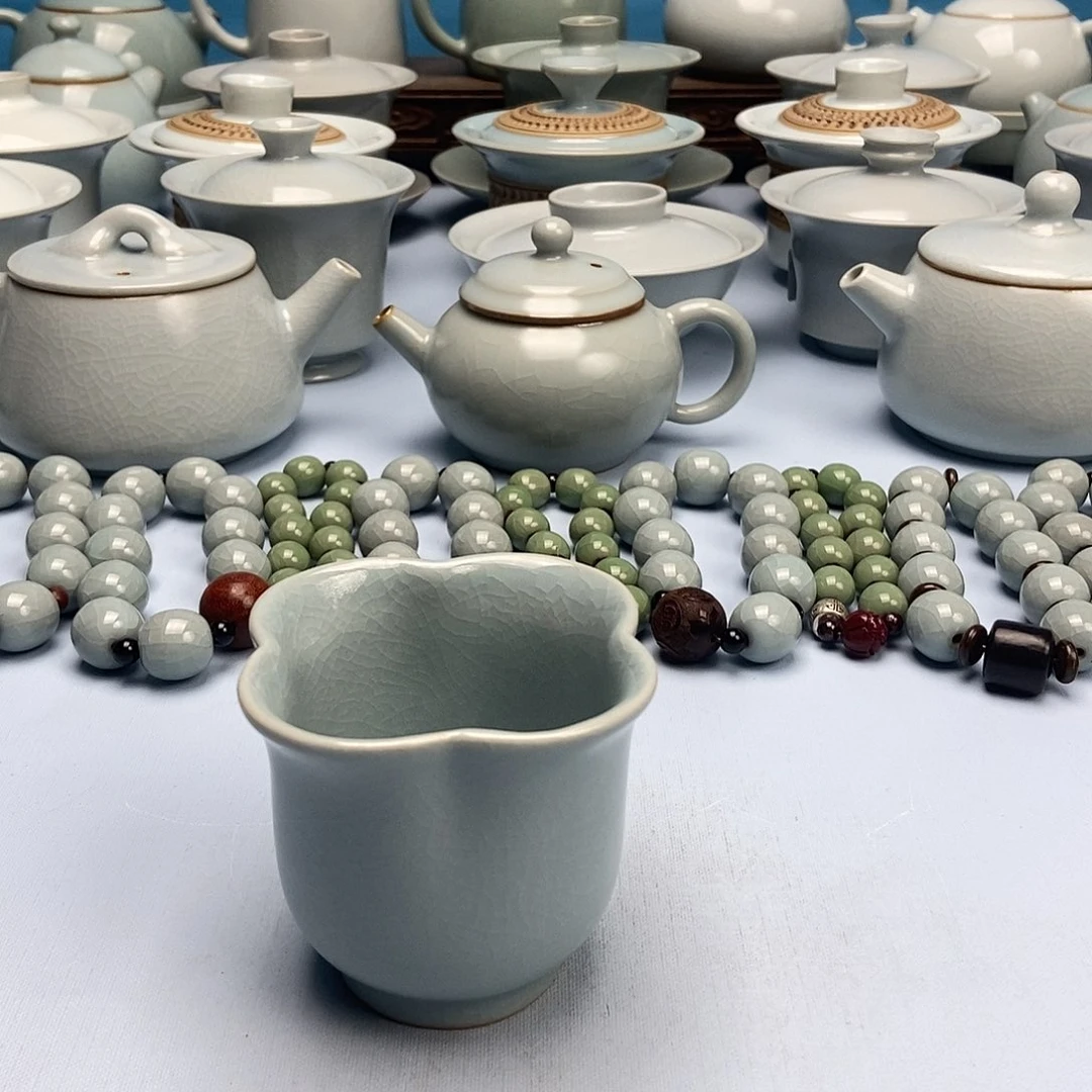 杯仿古天蓝釉梅花杯原矿原釉原产地