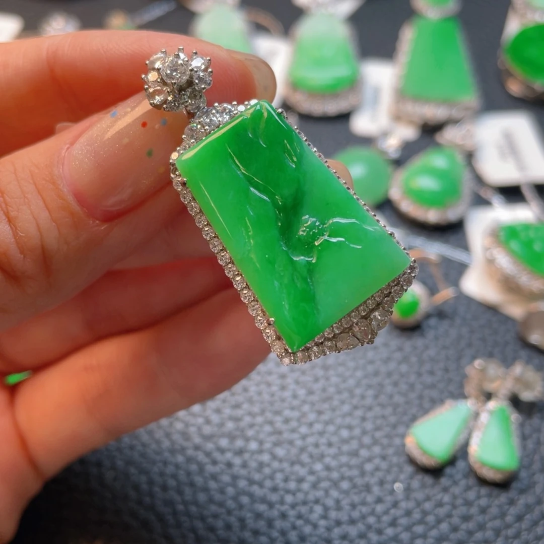 翡翠银S925镶嵌吊坠(不含链)