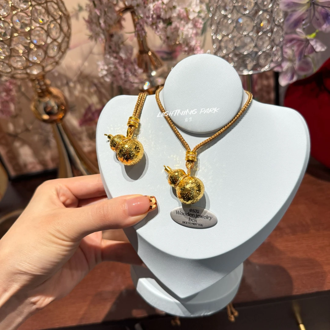 镀K金 LIGHTNINGPARK 碎冰冰大葫芦吊坠项链