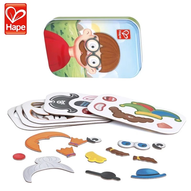 Hape口袋儿童玩具变装磁力贴磁力片便携桌面游戏盒玩具