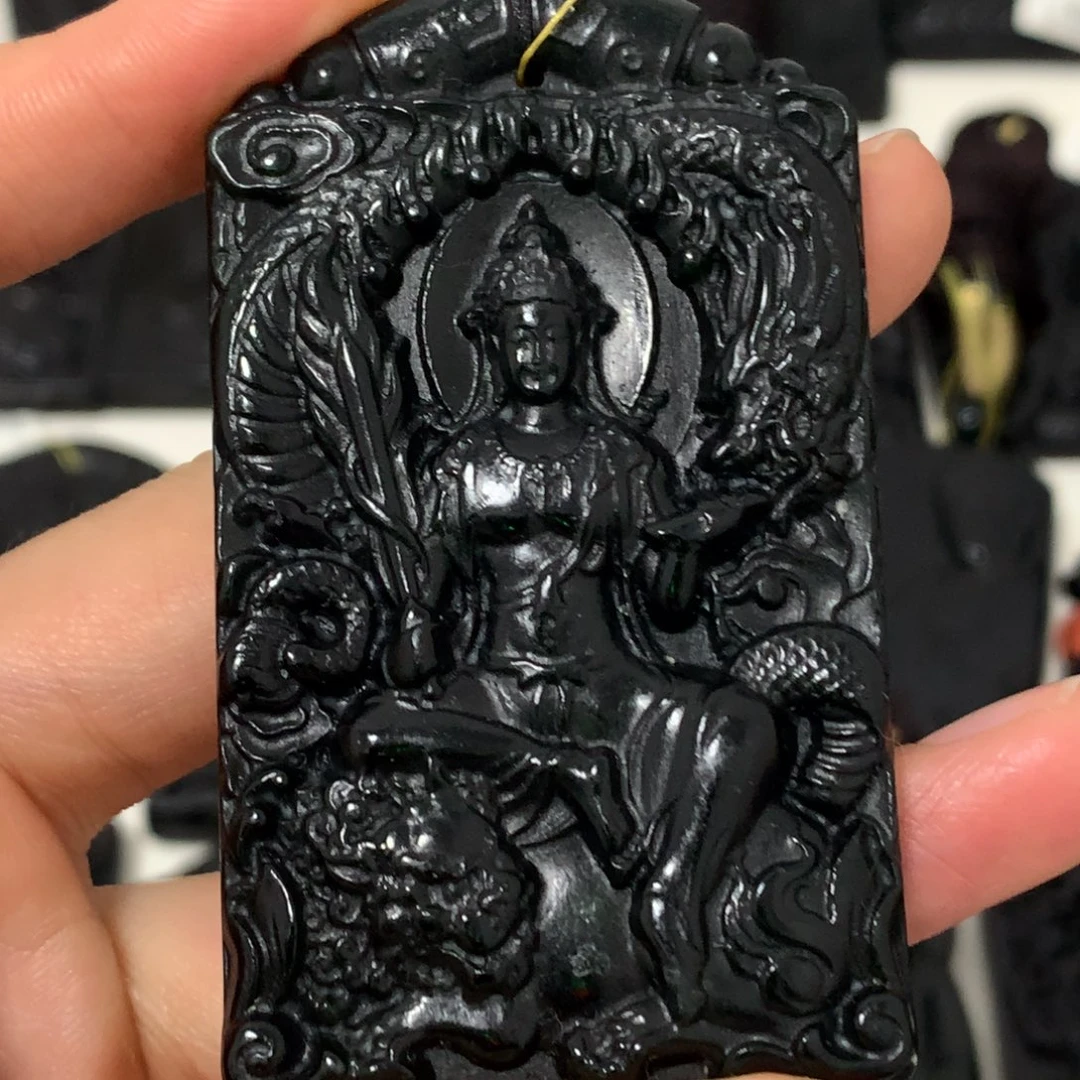 天然缅甸a货钢琴黑挂件