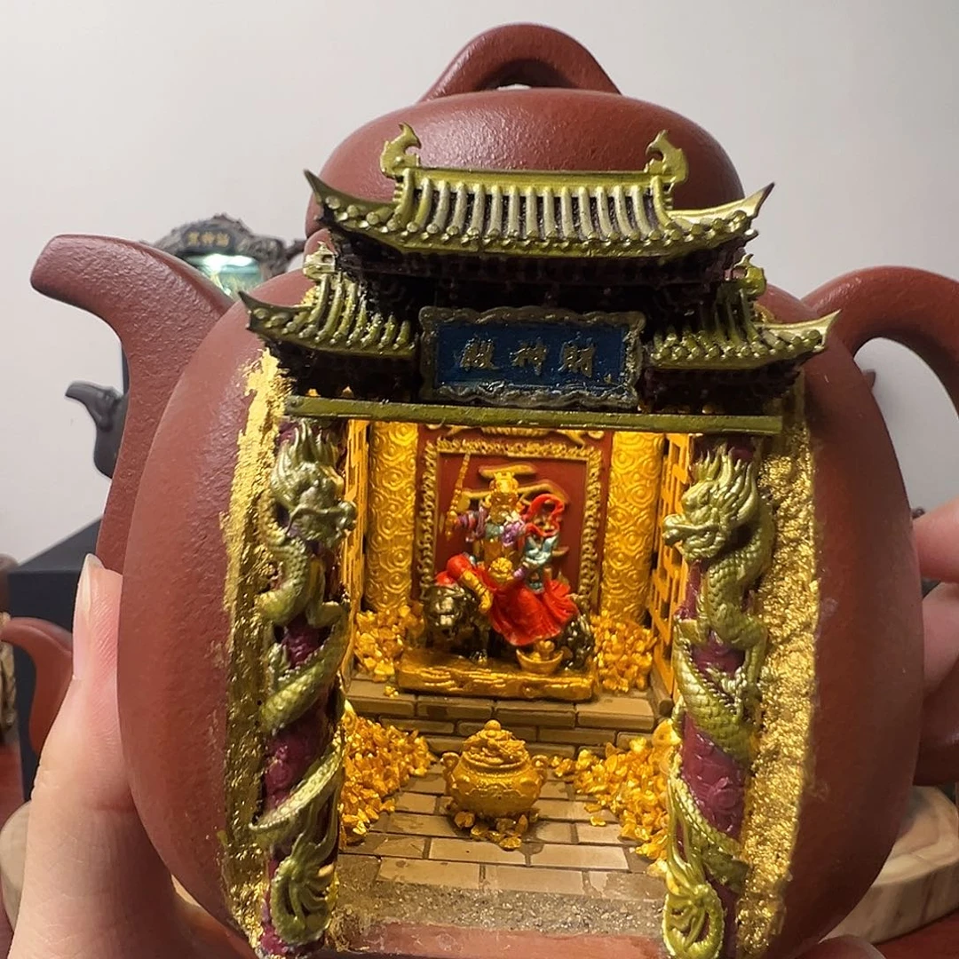 潮***猴无花朵紫砂壶微景观茶壶