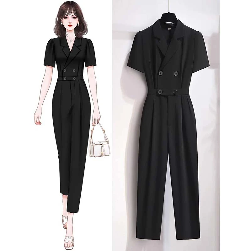 【沐紫】2025夏季新款法式小个子修身一件式高端连身连衣短裤D2483