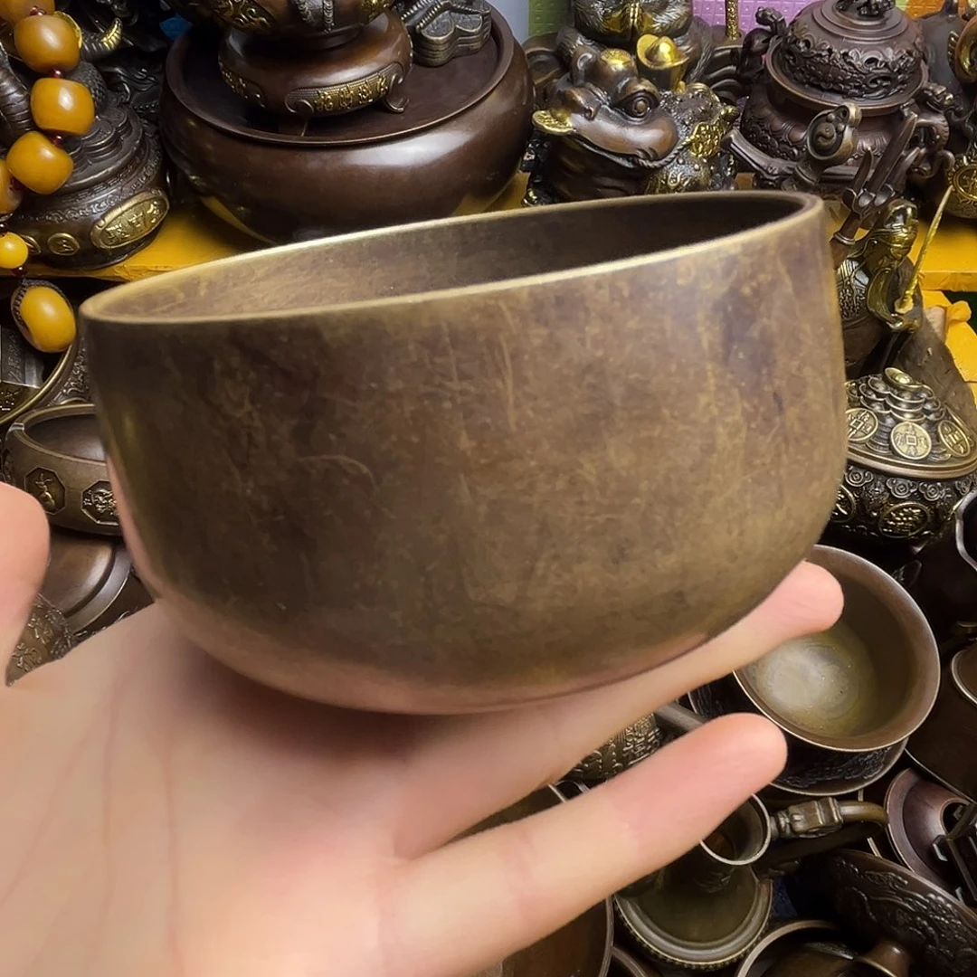 原矿风磨铜精雕摆件