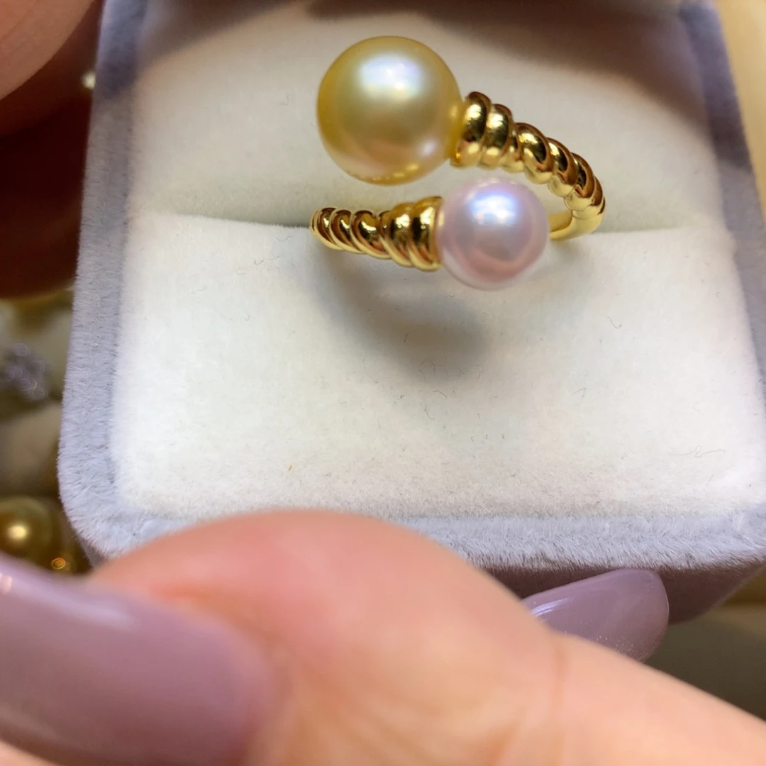 银S925镶嵌戒指海水珍珠