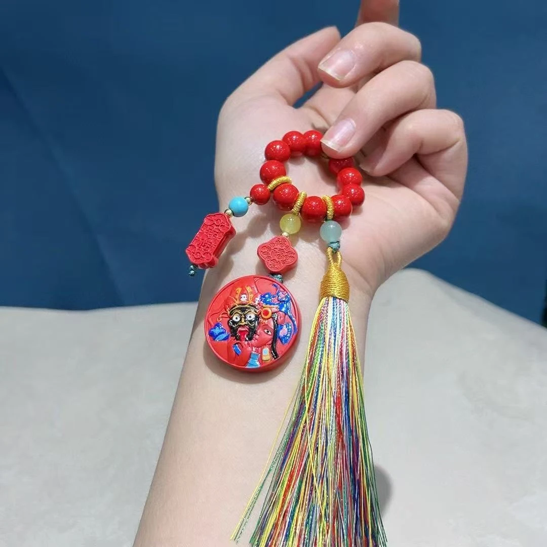 含辰砂工艺品正宗朱砂帝王砂扎基拉姆钥匙扣时尚百搭本命年包挂饰