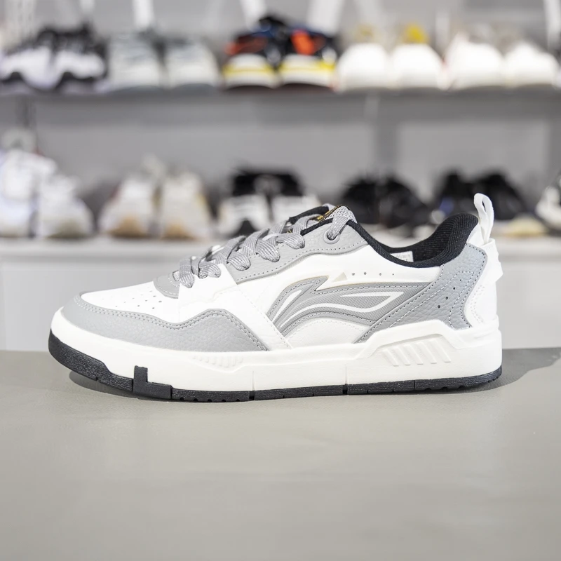 李宁元初板鞋男鞋2024秋季新款低帮软底耐磨经典休闲鞋AGCU337