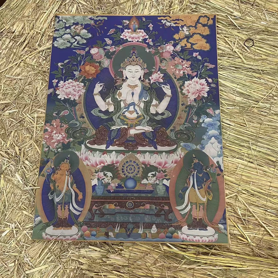 高端精品四臂观音绘画类唐卡AA143