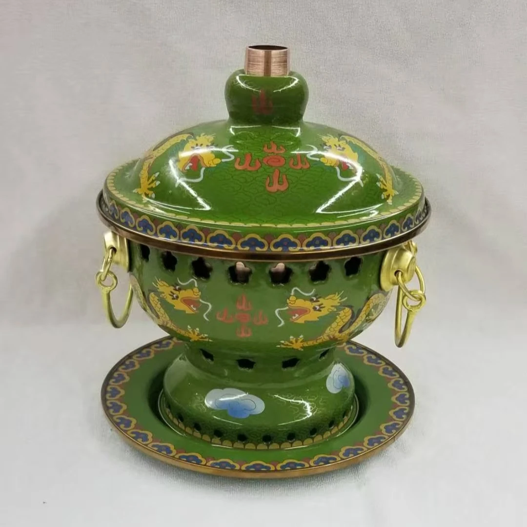 珐琅彩一人铜火锅单人小肥牛搪瓷酒精炉老北京铜锅涮肉一人锅家商