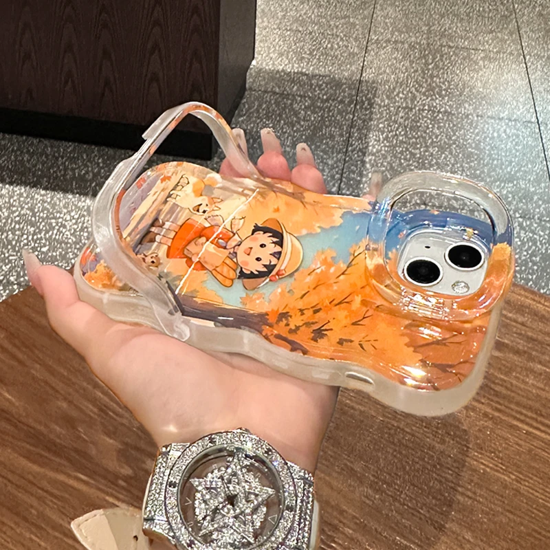 秋叶丸子适用苹果15华为oppo/vivo小米iPhone16板凳双支架手机壳