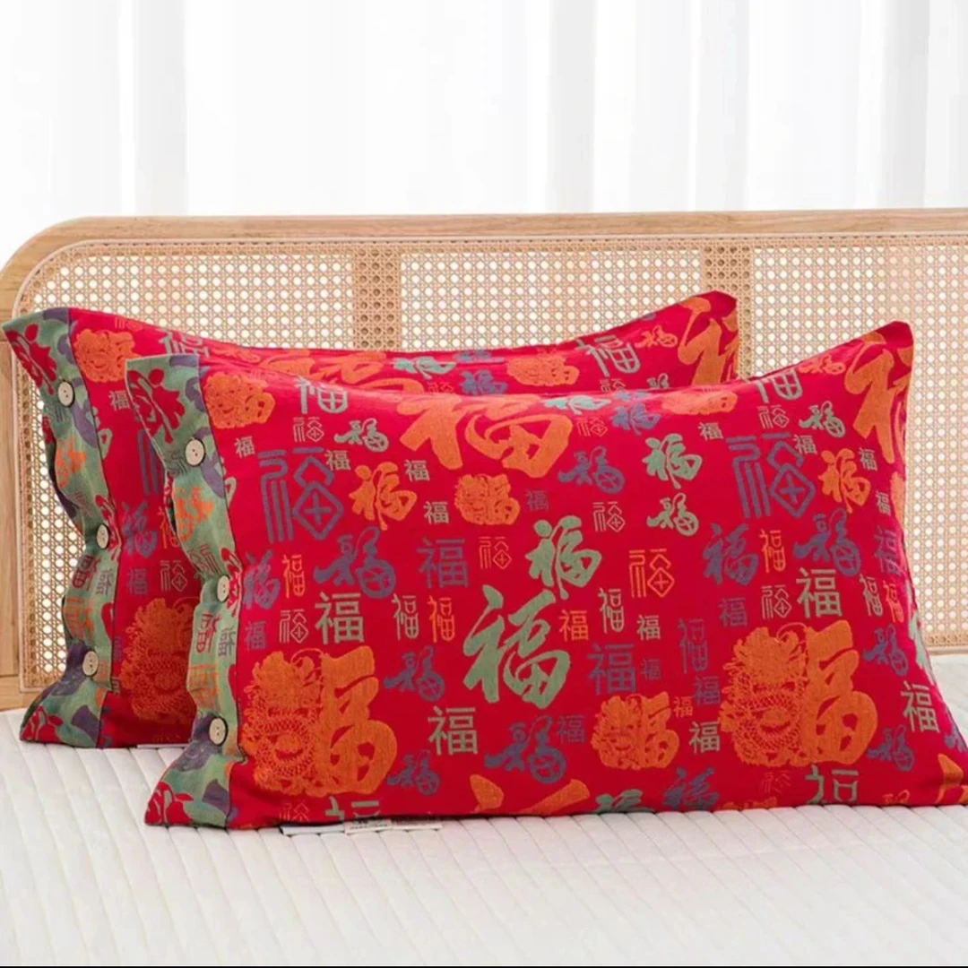 精选48x74纯棉双层纱布一对装全棉可水洗A类有氧纱枕套