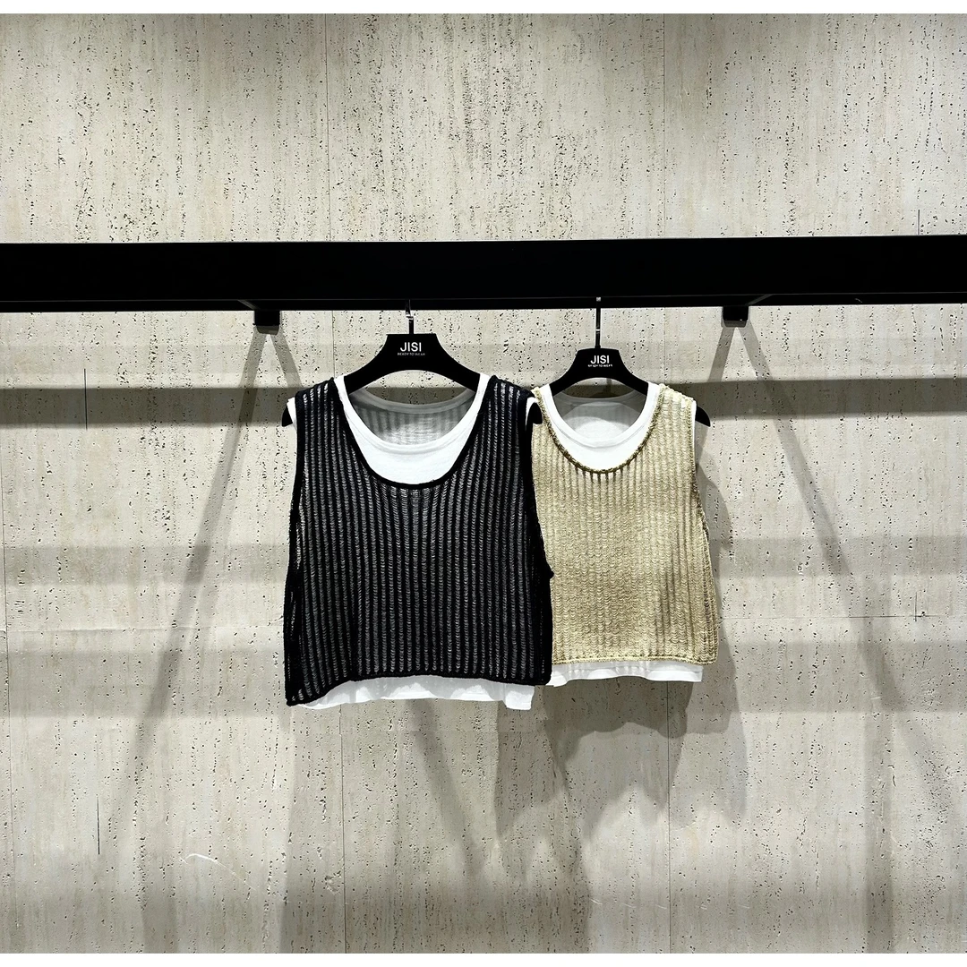 JISI 24春夏镂空叠搭针织背心