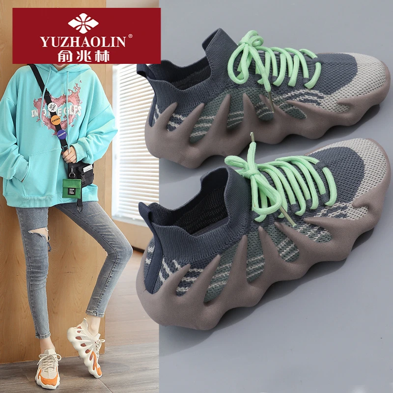 【俞兆林】正版女鞋冬季鞋子飞织网面运动跑步休闲百搭软底八爪鱼鞋