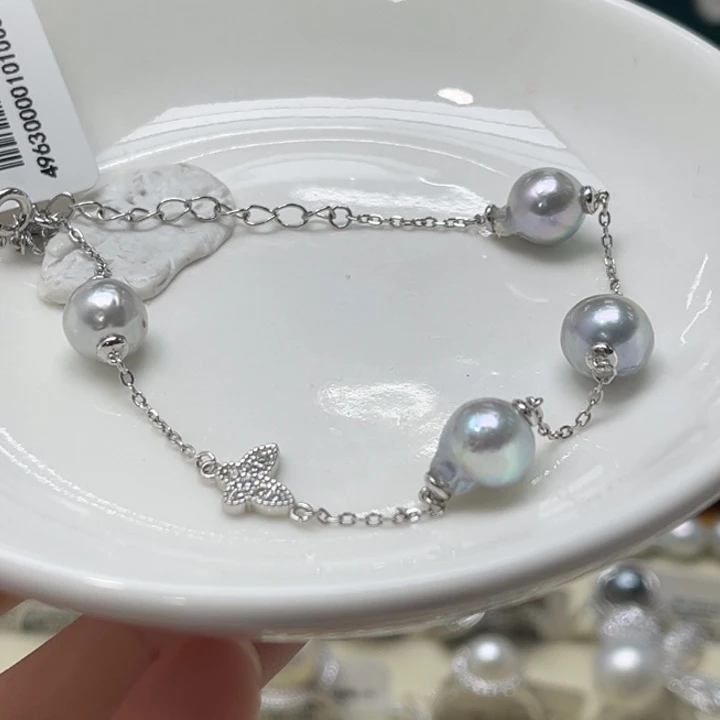 海水珍珠银S925镶嵌手绳8-9mm 73号