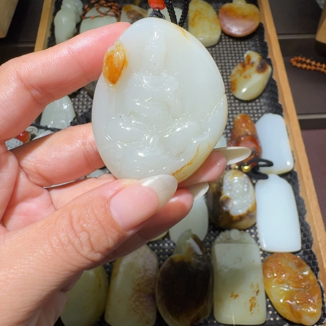 和田玉银S925镶嵌吊坠(不含链)