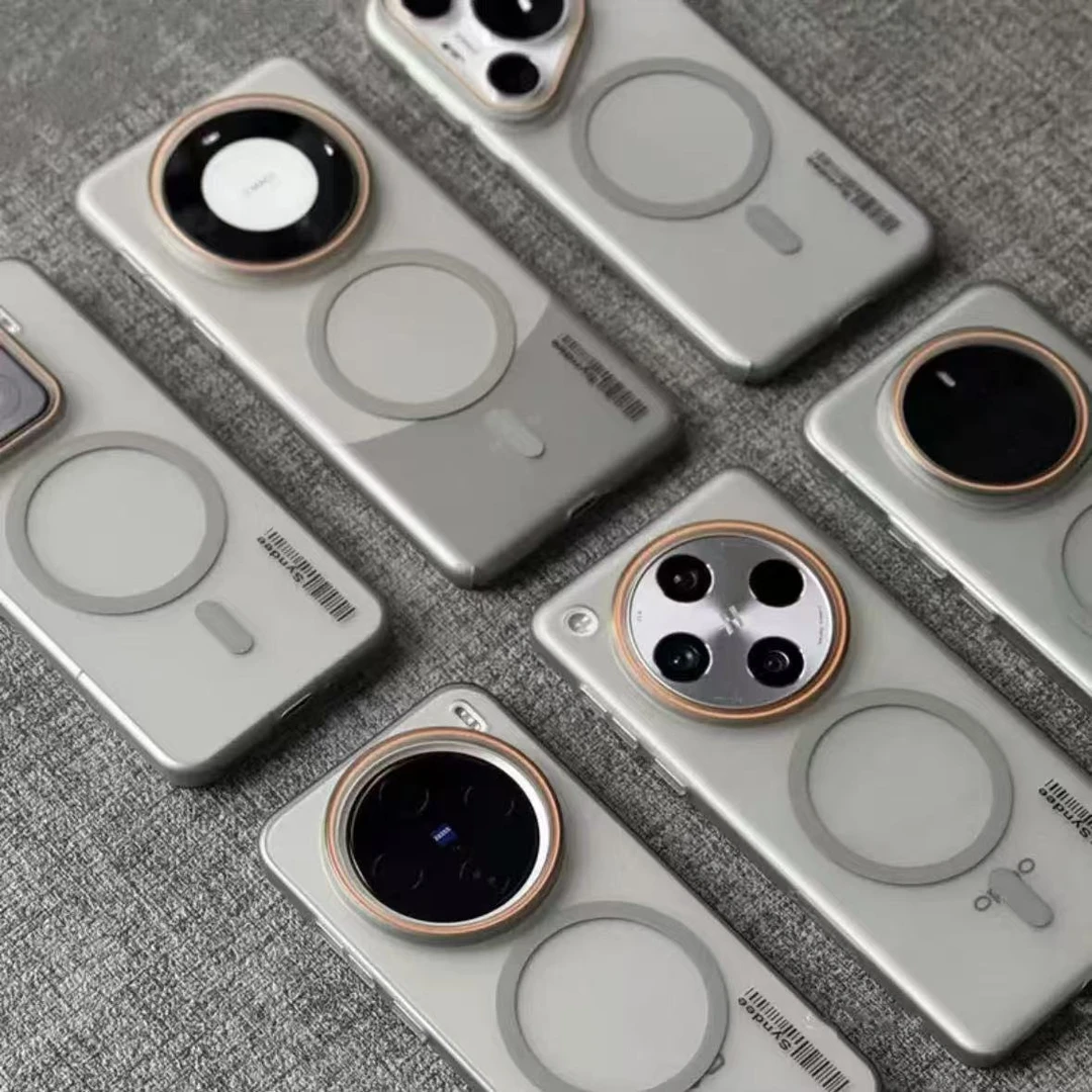 适用于-华为P80系列PC透明肤感磨砂磁吸保护壳