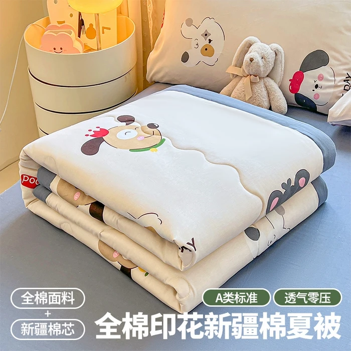 100%新疆棉花夏被印花A类夏凉被空调被棉花被夏季薄被床全棉床笠