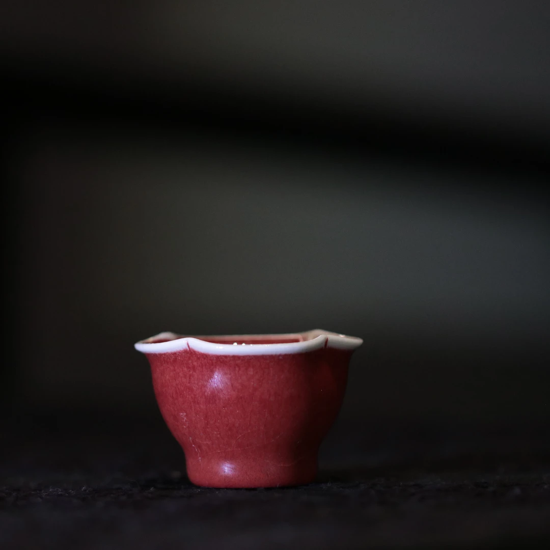 张建柴烧品宋系列作品瑕不掩瑜豇豆红花开小杯特价