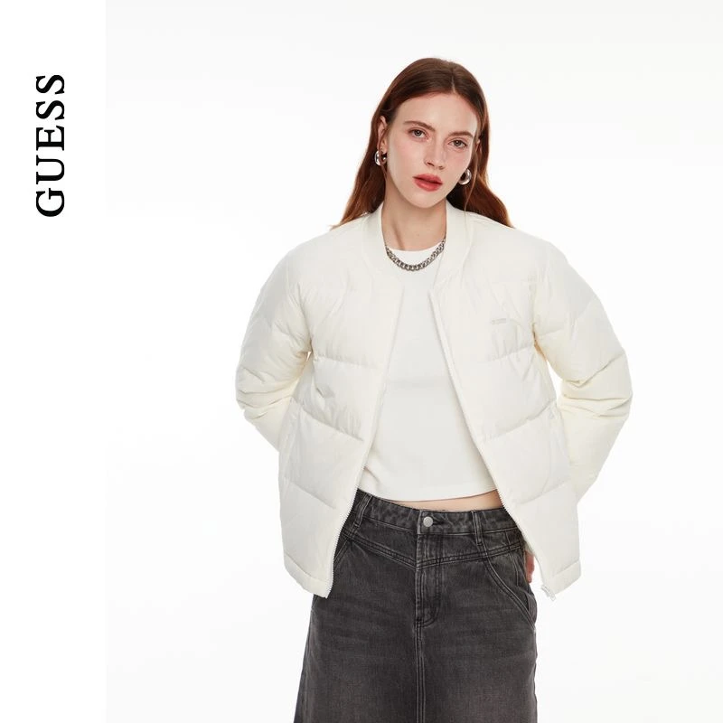 GUESS男女同款时尚百搭棒球领绗缝羽绒服-MO4W9894