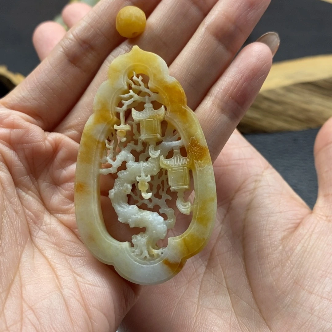 石***园定制翡翠未镶嵌万家灯火