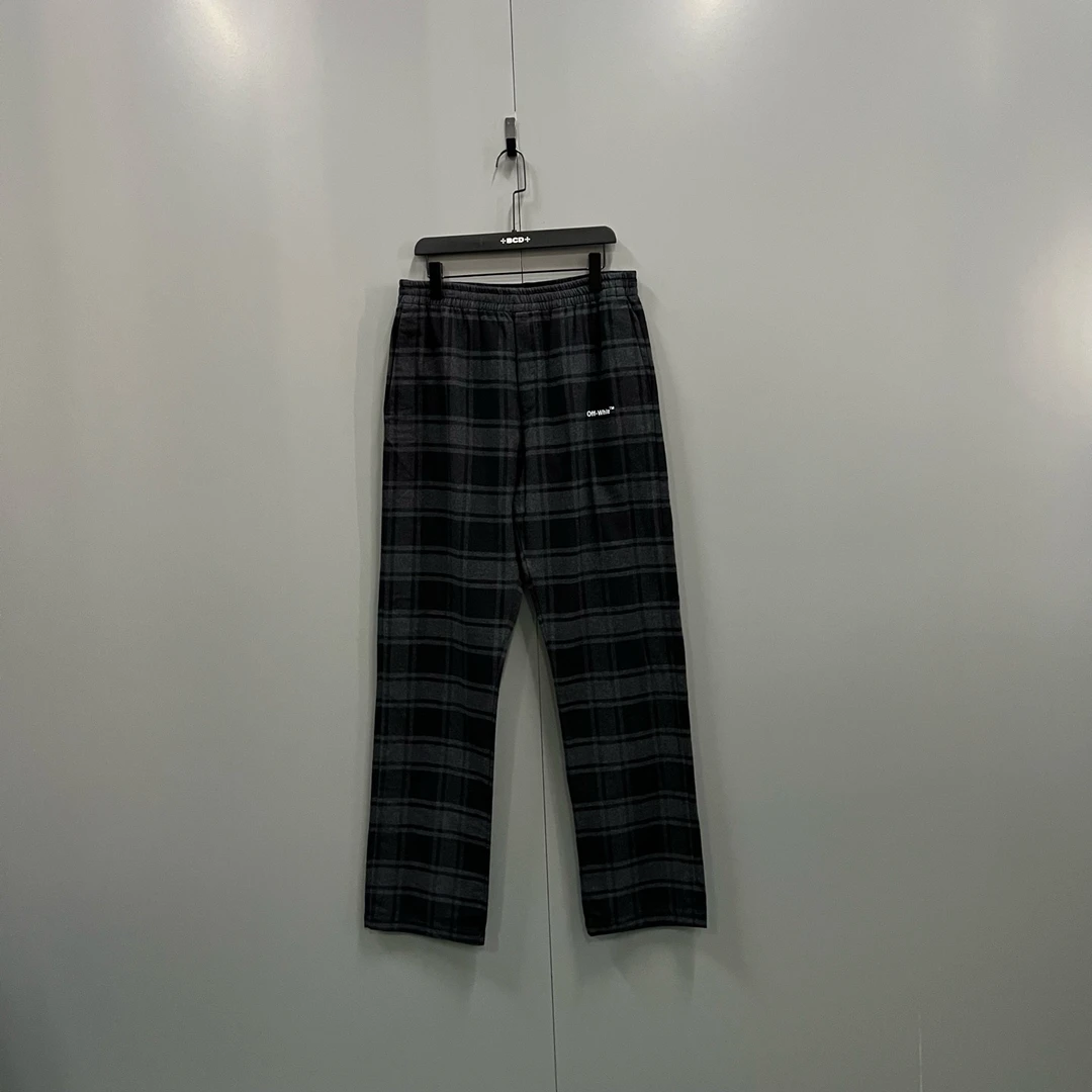 99新 maje (ll) ow 格纹松紧腰直筒裤 XL码/018983