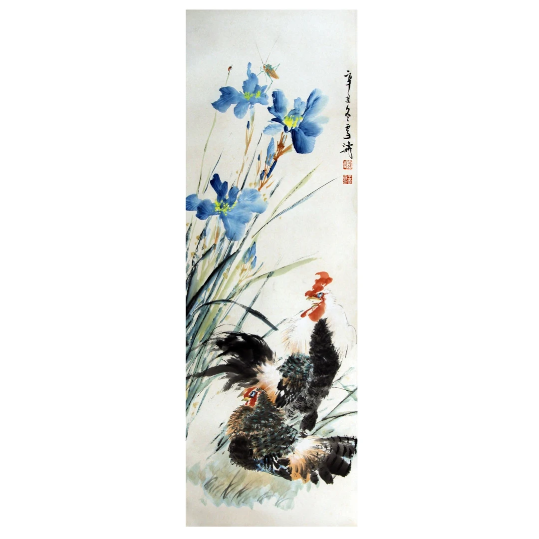 8 WXT  双吉图  100×34  纸本立轴
