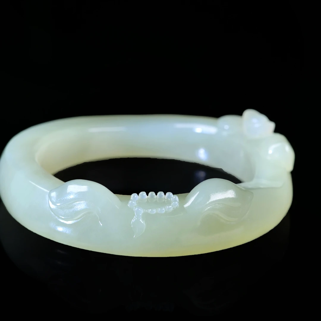 【小雨来了】和田玉晴水手镯 玉镯子 56mm