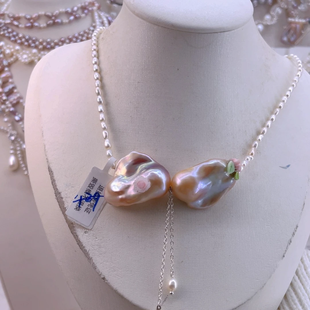 未镶嵌耳饰淡水珍珠项链