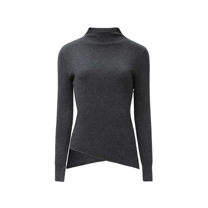 【粉丝专享】sdeer圣迪奥女装罗纹半高领修身打底针织衫S24483509