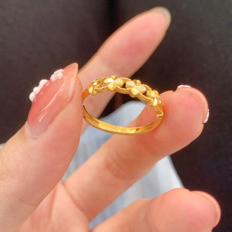 铜合金戒指 【四叶草戒指】女时尚铜镀金幸运草指环送女友礼物百