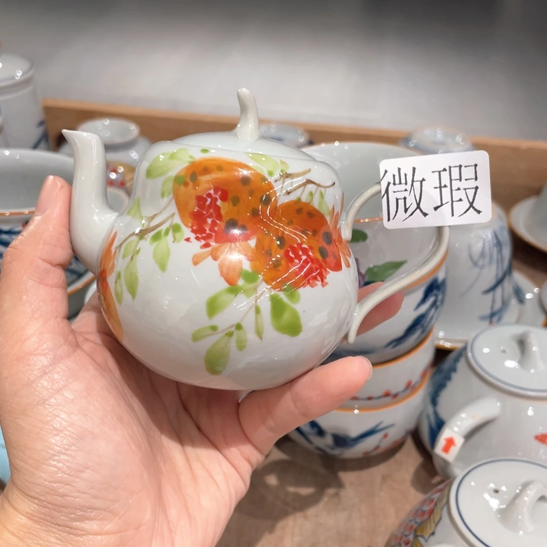 釉下手绘茶具微瑕