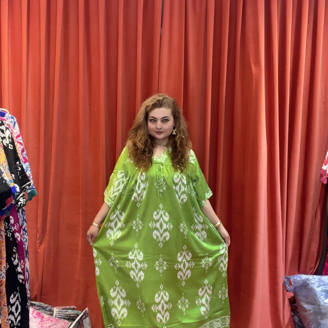 亚麻的棉裙民族风艾特莱丝长裙yamapahtaatlaskoynak棉绸旗袍