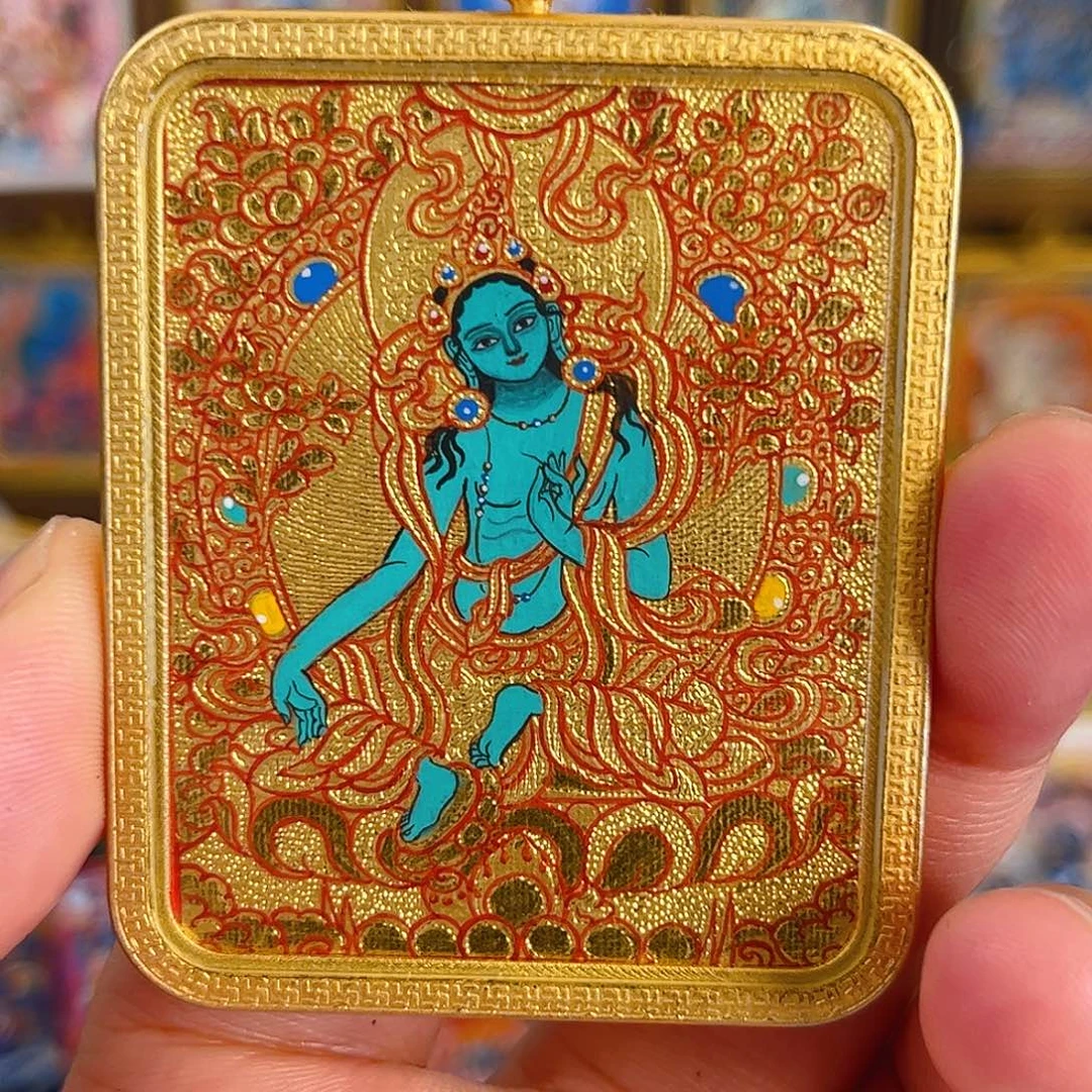 青海热贡手绘绿妈妈