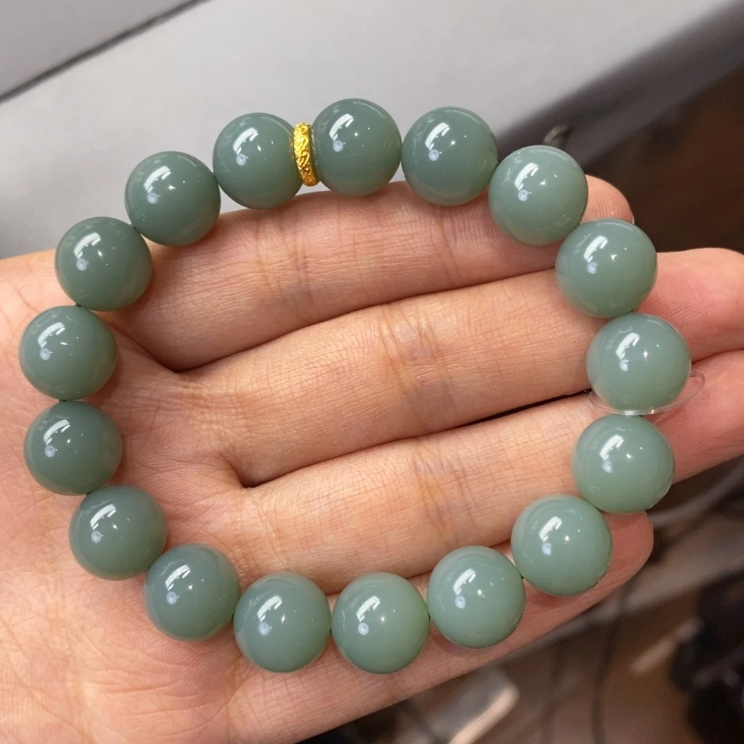 和田玉未镶嵌手串卡12碧玉瓷蓝