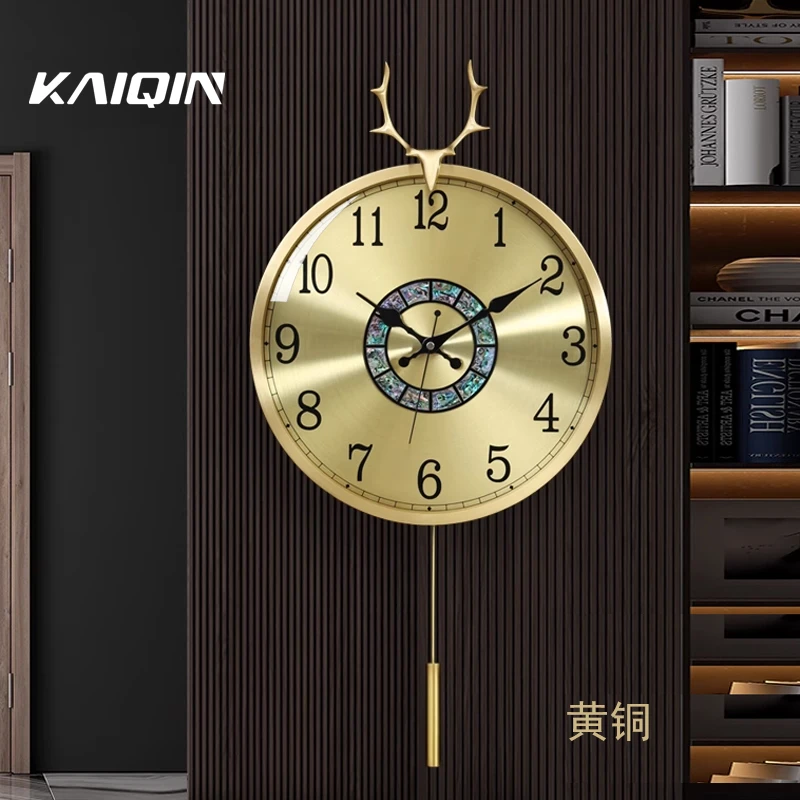 凯琴现代轻奢简约挂钟客厅家用格栅墙挂表新款北欧风格日历时钟