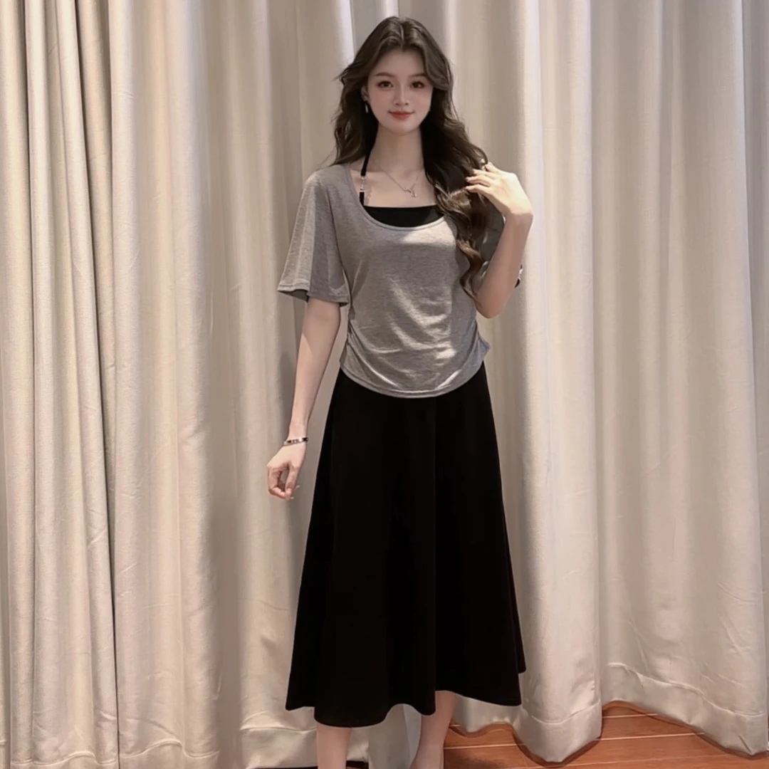 IEF/爱依服2025新款夏秋季时尚百搭显瘦气质高腰针织里外套裙