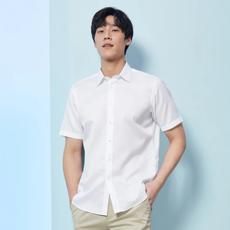 雅戈尔男装官方旗舰店男款白色免烫男士商务纯棉短袖衬衫100168