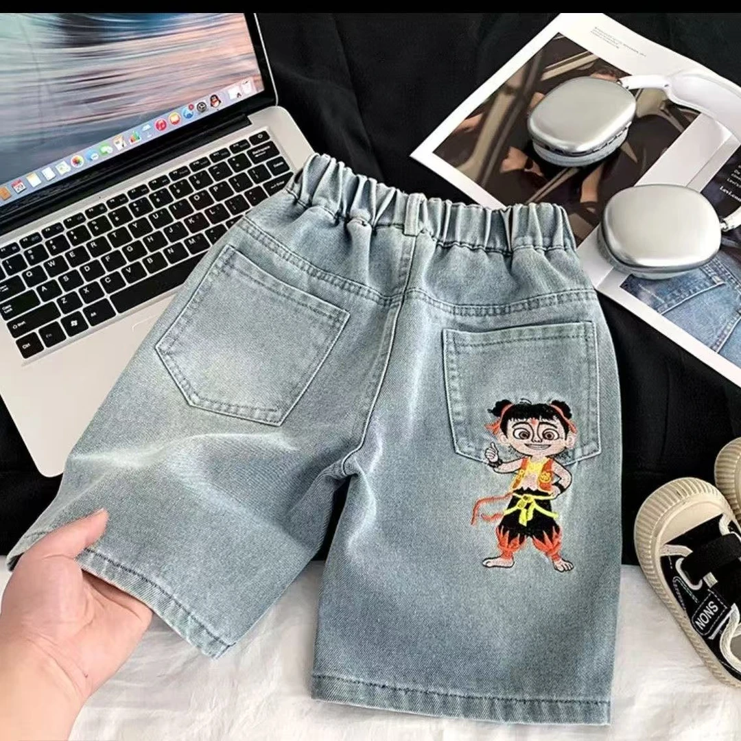夏季2025新款男童哪吒帅气韩版休闲百搭时髦潮酷中裤五分裤9096