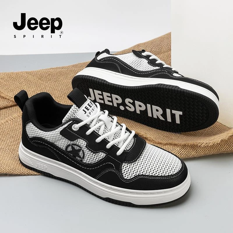 JEEPSPIRIT吉普男鞋2025新款夏季透气薄款防臭网面鞋运动休闲板鞋