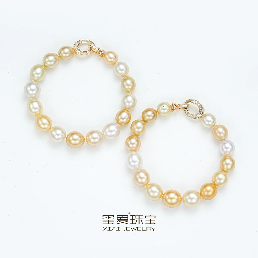 【紫凌定制ZL-53043】S925银海水珍珠金珠混彩手链（多样性发一）
