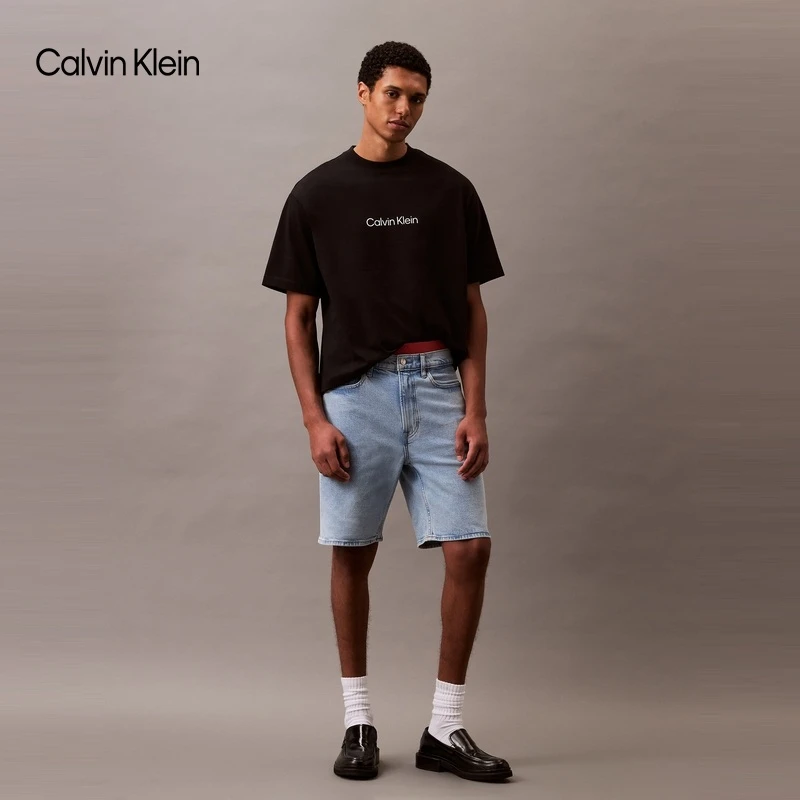 CK Jeans25春秋男士复古潮流休闲洗水微弹直筒牛仔短裤