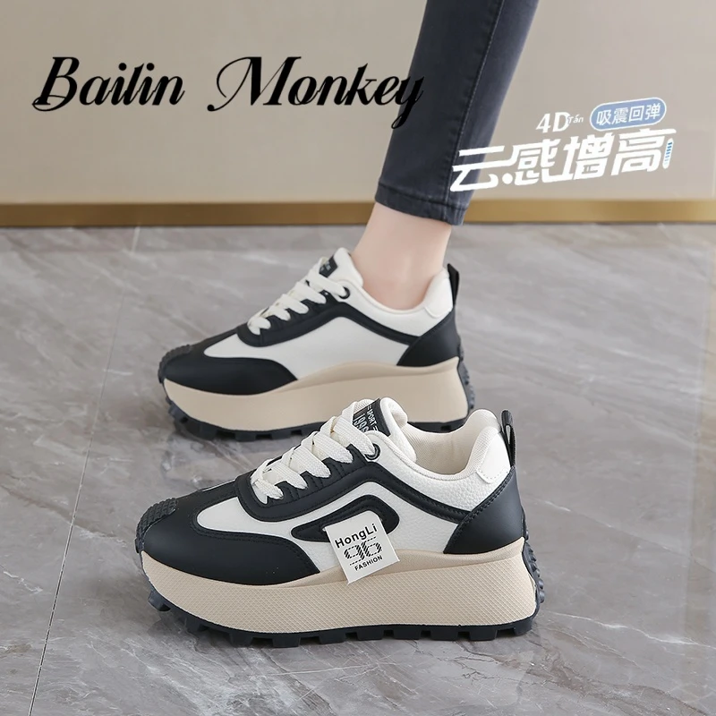 品牌爆款2025春季ins增高老爹鞋休闲鞋厚底云感回弹软底运动鞋