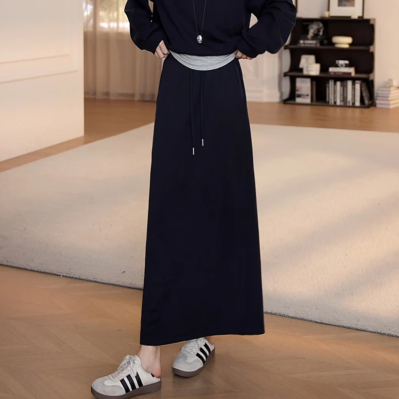 【YANYAN】早秋显瘦松紧腰抽绳高腰卫裙长裙YY-5127