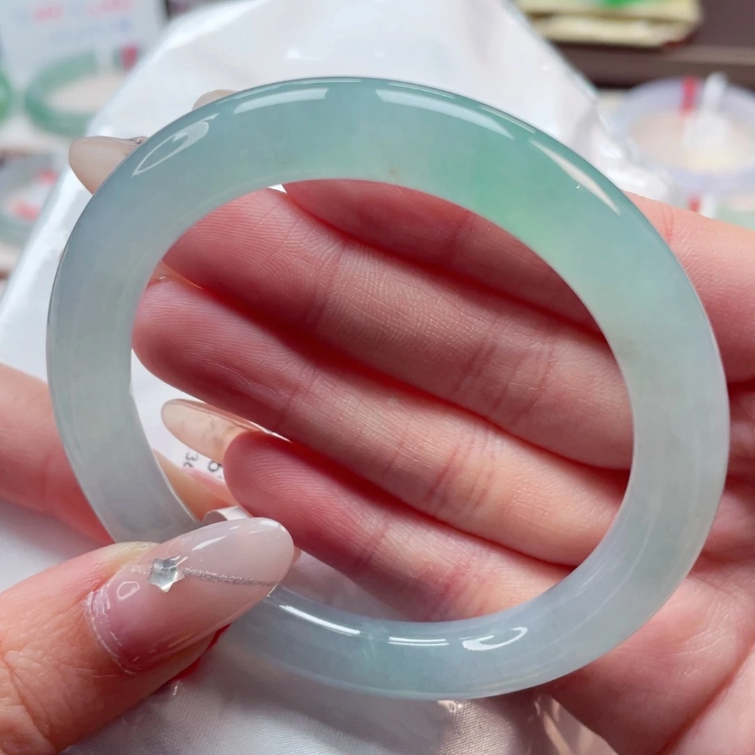 翡翠手镯未镶嵌55.3黛青美人镯 青山远黛清幽袅袅 29